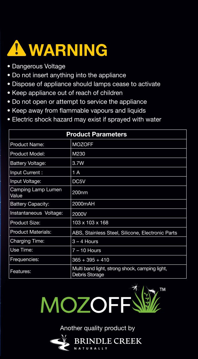 MOZOFF 230 - Electronic Insect Zapper Medium